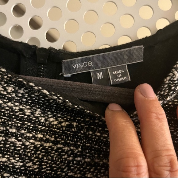 Vince Boxy cut Short-sleeve Knit Top Size M Grey/Black Cotton/wool Tweed - Picture 3 of 10